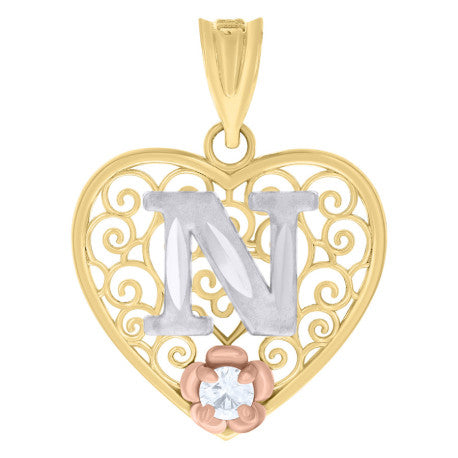 10Kt Gold Pendant "N" Initial