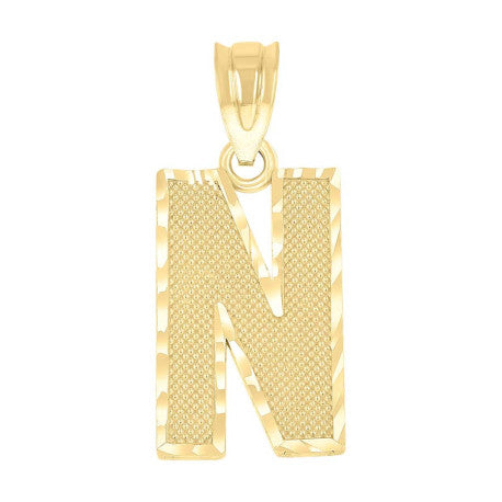 10Kt Gold Initial Letter Pendant "N"