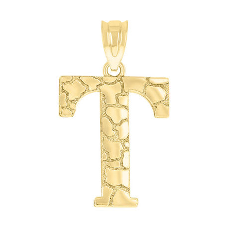 10Kt Gold Initial Letter Pendant "T"