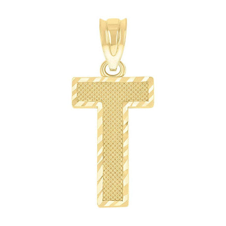 10Kt Gold Initial Letter Pendant "T"
