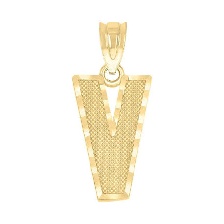 10Kt Gold Initial Letter Pendant "V"