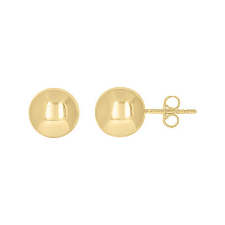 10Kt Gold Plain Ball-Stud Earrings 10Mm