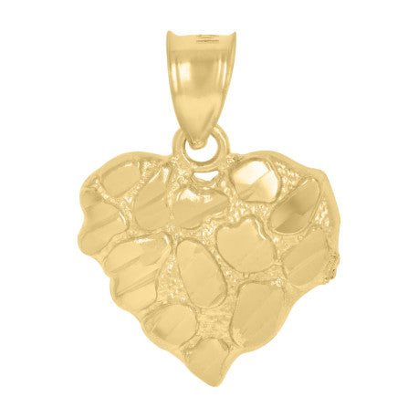 10Kt Gold Dome Puffy Heart Nugget Pendant