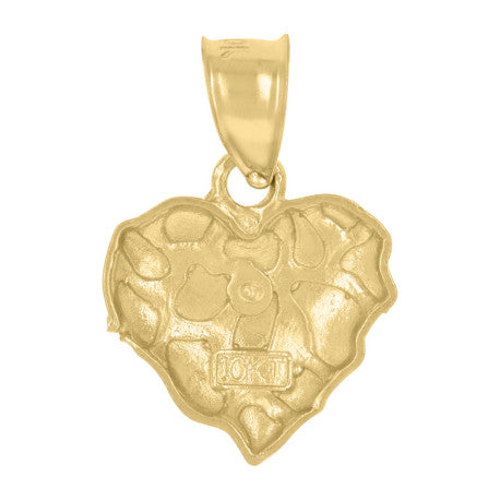 10Kt Gold Dome Puffy Heart Nugget Pendant