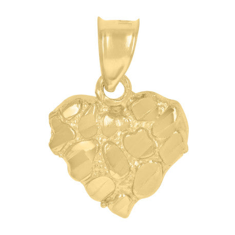 10Kt Gold Dome Puffy Heart Nugget Pendant