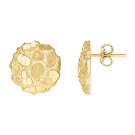 10Kt Gold Round Nugget Earrings