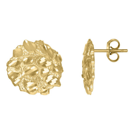 10Kt Gold Round Nugget Earrings