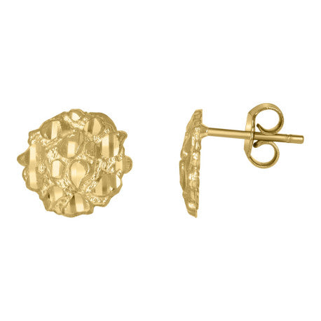 10Kt Gold Round Nugget Earrings