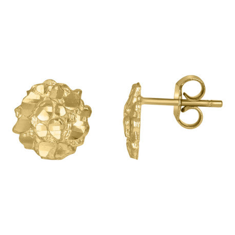 10Kt Gold Round Nugget Earrings