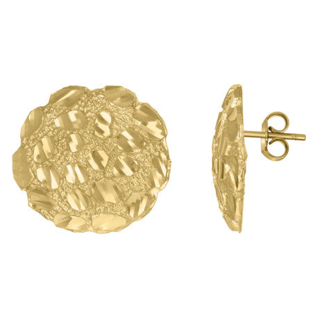 10Kt Gold Round Nugget Earrings