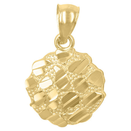 10Kt Gold Round Nugget Pendant
