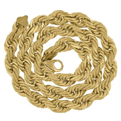 10kt-Gold Solid Rope Chain 10mm-