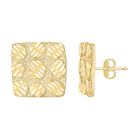 10Kt Gold Square Nugget Earrings