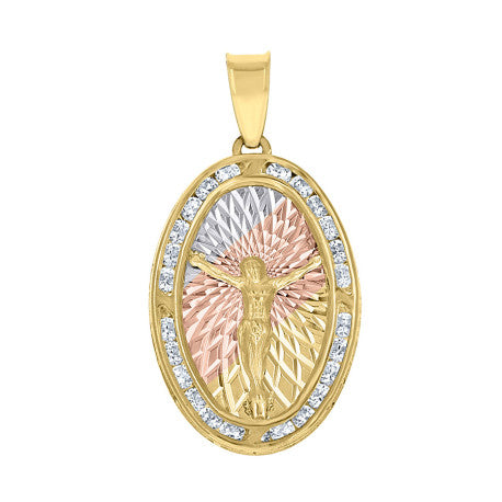 10Kt Gold Tri-Color Cz Pendant