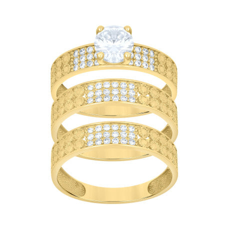 10Kt Gold Trio Cz Ring