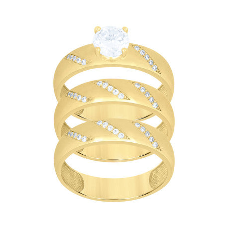 10Kt Gold Trio Cz Ring