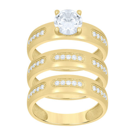 10Kt Gold Trio Cz Ring