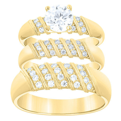 10Kt Gold Trio Cz Ring