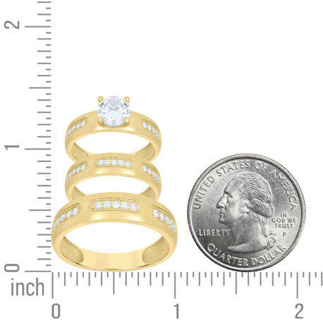 10Kt Gold Trio Cz Ring