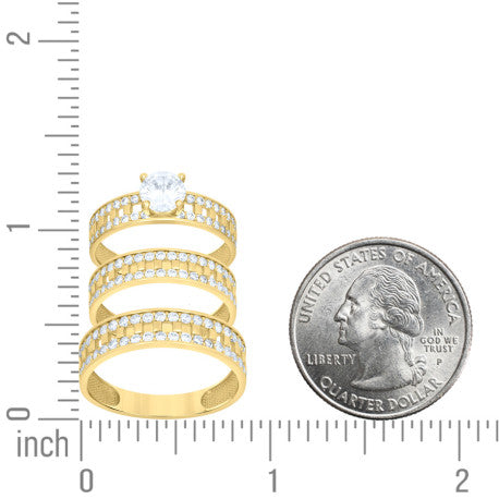 10Kt Gold Trio Cz Ring