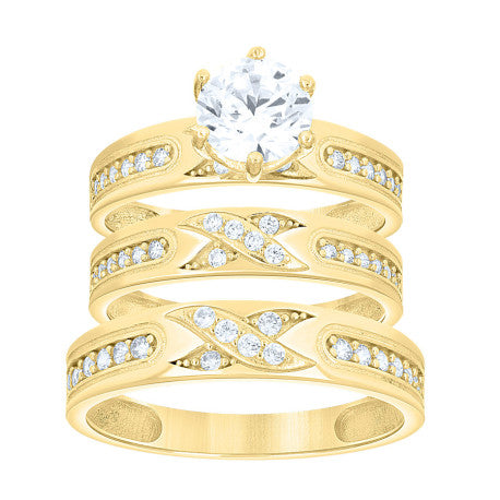 10Kt Gold Trio Cz Ring
