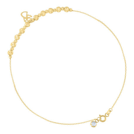 10Kt Gold Turkish Anklet 10"