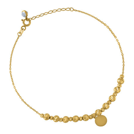 10Kt Gold Turkish Anklet 8"