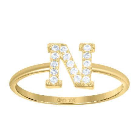 10Kt Gold Turkish Ring Initial Letter "N"
