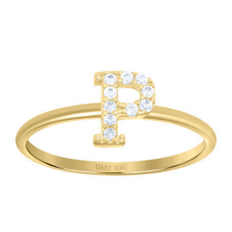 10Kt Gold Turkish Ring Initial Letter "P"