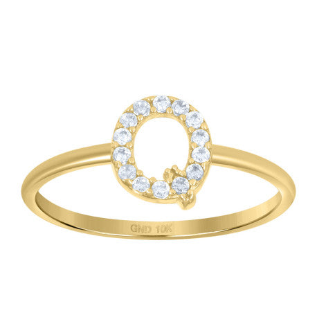 10Kt Gold Turkish Ring Initial Letter "Q"