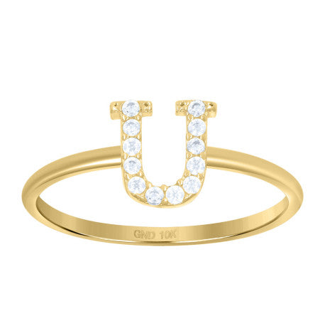 10Kt Gold Turkish Ring Initial Letter "U"