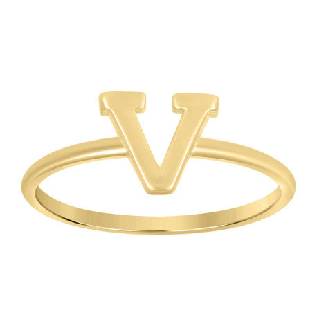 10Kt Gold Turkish Ring Initial Letter "V"
