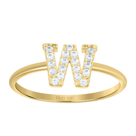 10Kt Gold Turkish Ring Initial Letter "W"