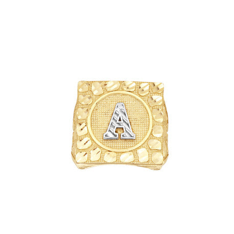 10Kt Gold Ultra Light Nugget Ring Initial Letter "