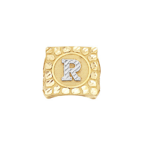 10Kt Gold Ultra Light Nugget Ring Initial Letter "
