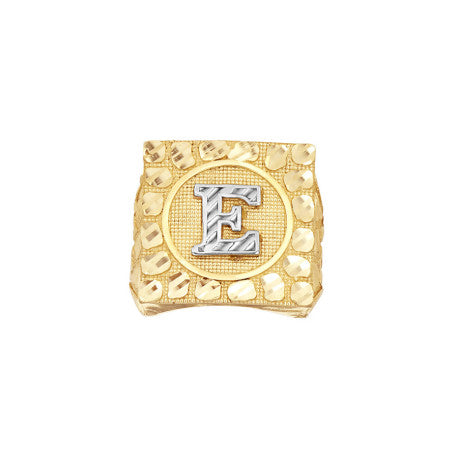10Kt Gold Ultra Light Nugget Ring Initial Letter "