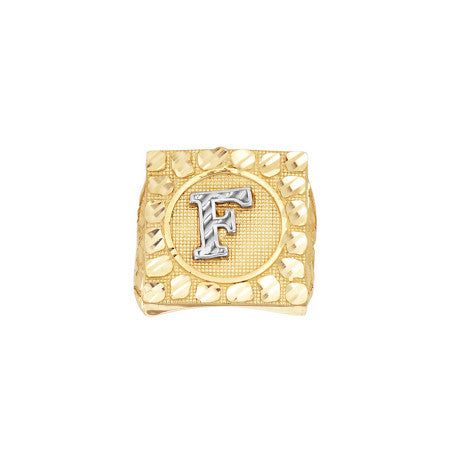 10Kt Gold Ultra Light Nugget Ring Initial Letter "