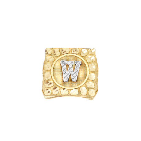 10Kt Gold Ultra Light Nugget Ring Initial Letter "