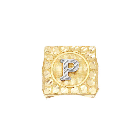 10Kt Gold Ultra Light Nugget Ring Initial Letter "