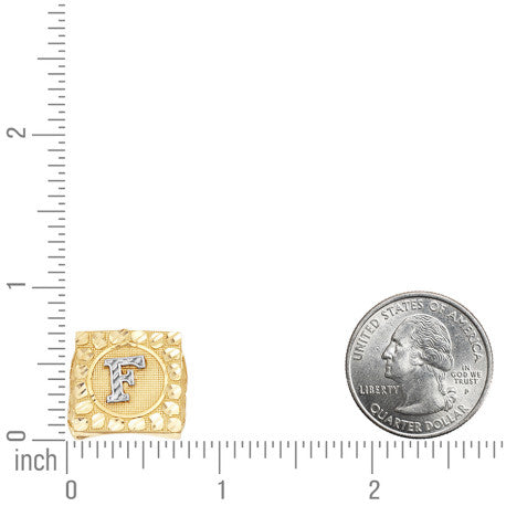 10Kt Gold Ultra Light Nugget Ring Initial Letter "