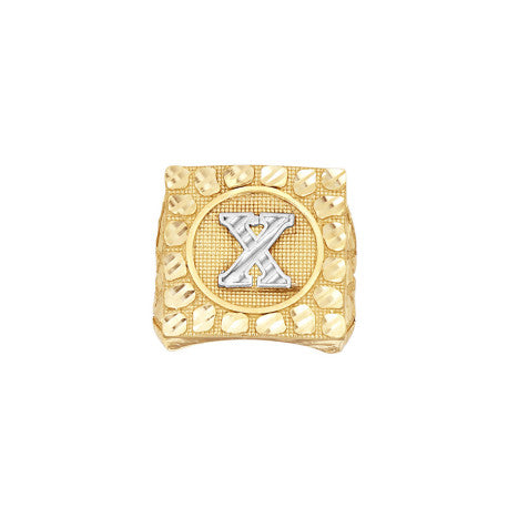 10Kt Gold Ultra Light Nugget Ring Initial Letter "