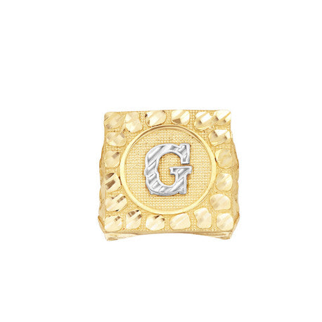 10Kt Gold Ultra Light Nugget Ring Initial Letter "