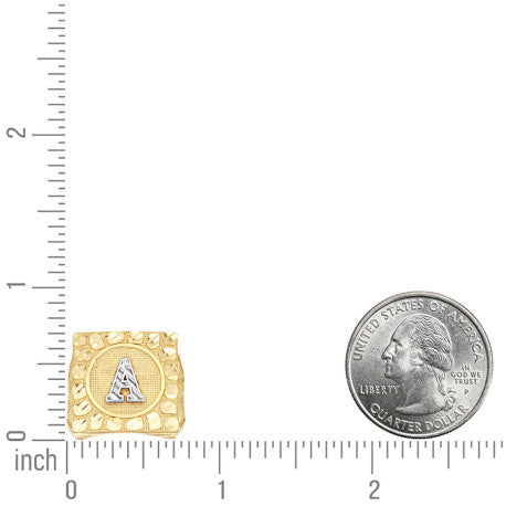 10Kt Gold Ultra Light Nugget Ring Initial Letter "