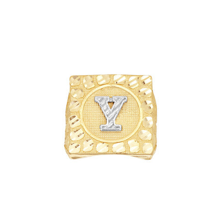 10Kt Gold Ultra Light Nugget Ring Initial Letter "