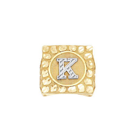 10Kt Gold Ultra Light Nugget Ring Initial Letter "