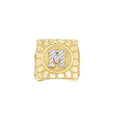10Kt Gold Ultra Light Nugget Ring Initial Letter "