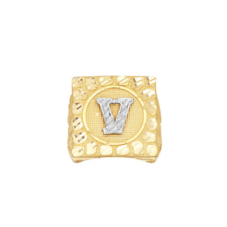 10Kt Gold Ultra Light Nugget Ring Initial Letter "