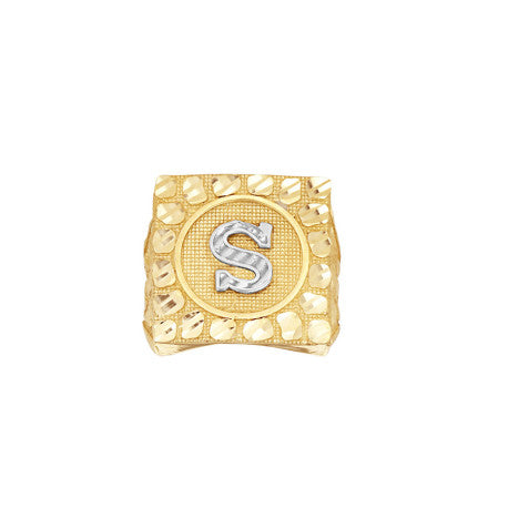 10Kt Gold Ultra Light Nugget Ring Initial Letter "