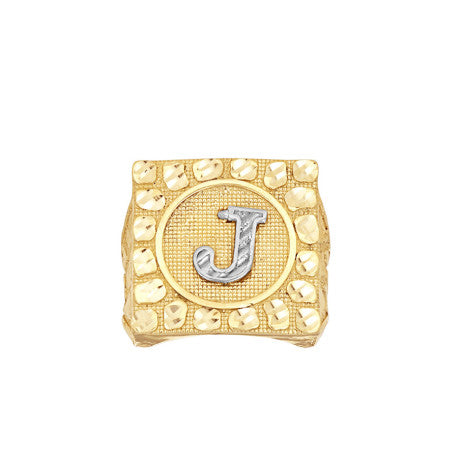 10Kt Gold Ultra Light Nugget Ring Initial Letter "