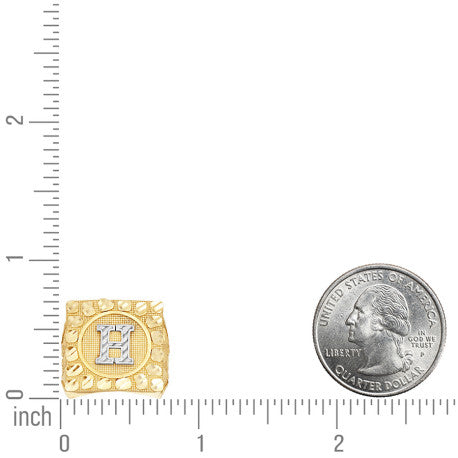 10Kt Gold Ultra Light Nugget Ring Initial Letter "